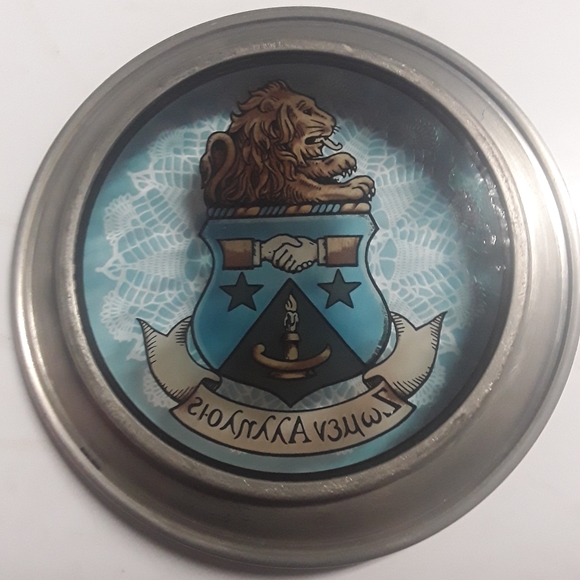 Pewter Memorial Plate with Stained Glass Bottom - Picture 3 of 5